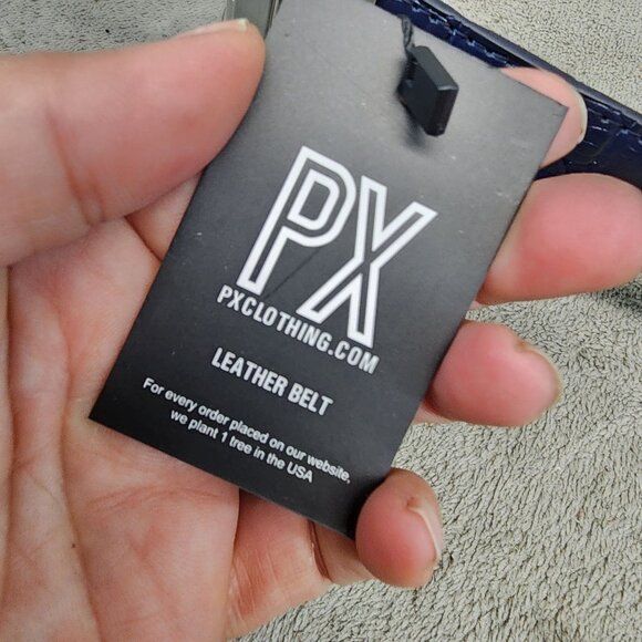 PX Belt Mens 32 Blue Reversible Gray Leather *NWT* - Picture 3 of 8